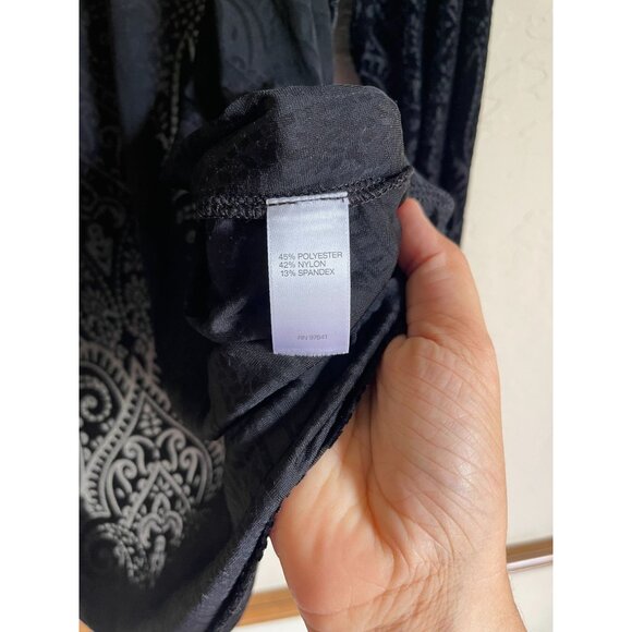 J. Jill Wearever Collection Black Velvet Burnout Floral Topper Cardigan Long Sle - Picture 6 of 6